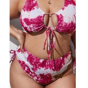 Shein Two Piece Plus Bikini Tie Dye 0xl Red